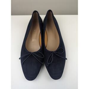 A. Soliani Como Navy Blue Suede Ballet Flats w/ Bows 39.5
